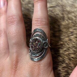 Sterling silver Or Paz Israeli druzy ring
